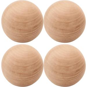 SEUNMUK 4 Pieces 3 Inch Wooden Round Balls, Unfinished Natural Wood, Replacement for Glass Wine Decanters and Top, DIY Decorative Wood Crafting Hardwood Balls
