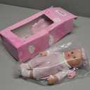 Enjoyin 12'' Baby Doll in Gift Box with Pink Cloths, Pacifier, 13''x13'' Microfabric Blanket, and Feeding Bottle. Gift Idea for Ages 3+