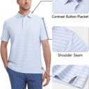 Rouen Men's Polo Shirts Short Sleeve Dry Fit Performance Wicking Moisture Causal Striped Collared Golf Shirts for Men (XXL)