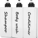 Shampoo and Conditioner Dispenser (Set of 3, 21oz) Modern Refillable Shampoo Pump Bottles for Shower Soap - Empty Body Wash Dispenser Set for Bathroom (Black)