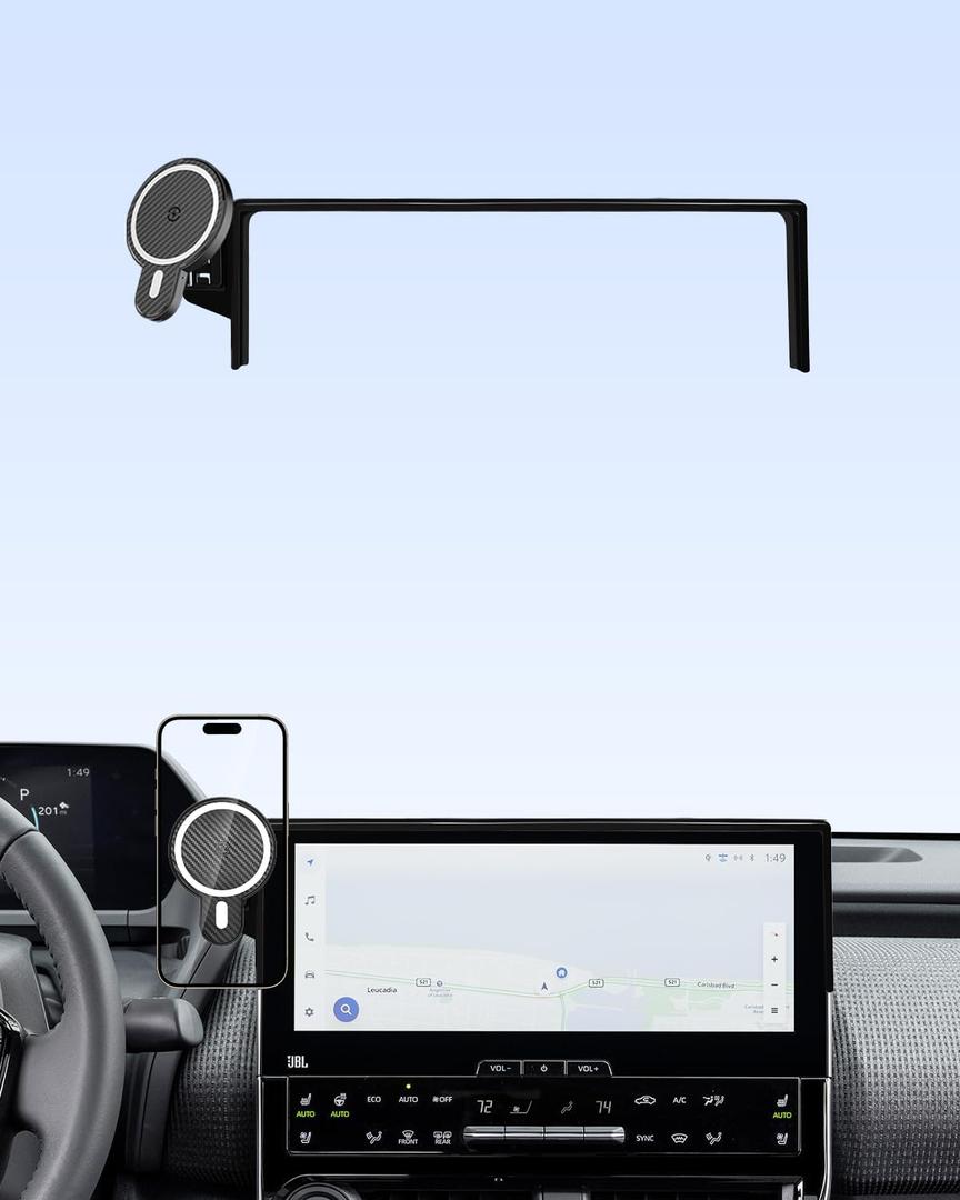 PZK Car Phone Holder for Toyota BZ4X 2023-2025/ S-ubaru Solterra 2023 2024 2025 Accessories 8/12.3-Inch Screen Fixed Clip Magnetic 15W Fast Wireless Charger Car Phone Mount 360 Rotate Not Affect Vent