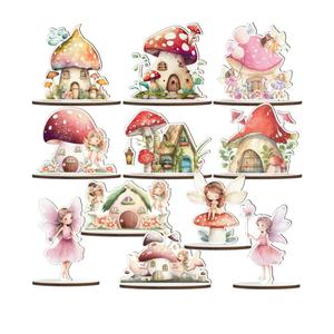 DoubleFill 11 Pcs Wooden Fairy Party Decorations Fairy First Birthday Decoration Mushroom Table Sign Forest Baby Shower Centerpieces Party Favors Supplies for Home Birthday