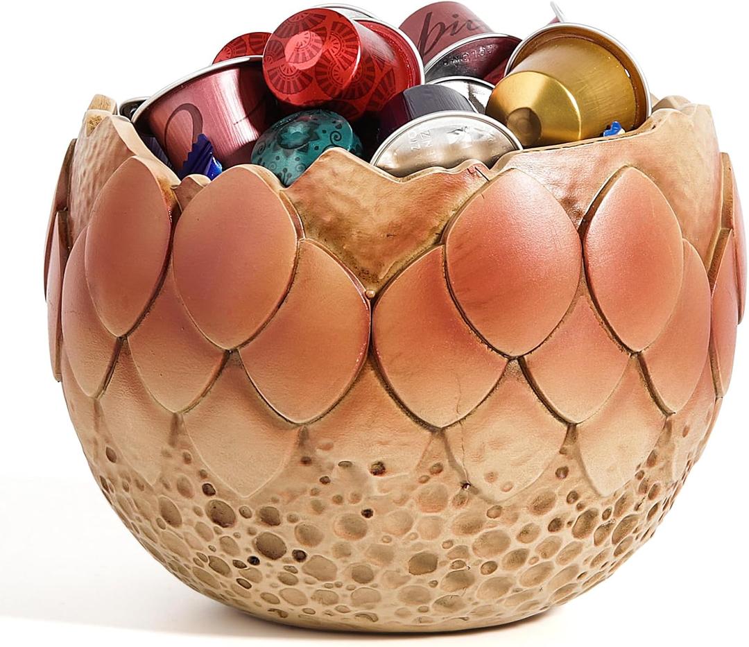 Cracked Dragon Egg Candy Bowl Halloween Decorations Candy Dish for Office Desk Entryway Key Holder Home Decor Indoor Red