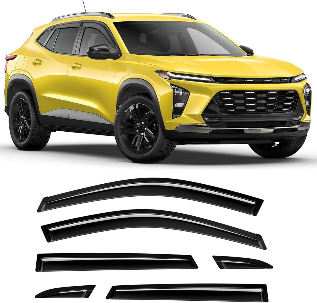 Tape-On Rain Guards Fit for Chevy Trax MK2 2023+ Black Extra Durable Shatterproof Side Window Deflectors,Window Visors, Wind Deflectors - 6 PCS