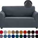 Joccun Stretch Loveseat Couch Cover Slipcover, 1-Piece Sofa Cover for 2 Cushion Couch Spandex Jacquard Washable Furniture Protector Cover for Living Room,Kids,PetsLoveseat,Charcoal (Medium55"-78")