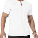 Mens Henley Shirt Dry Fit Tech 3 Button Slim Fit Quick Dry Gym Tshirt Short Sleeve Lightweight Casual T Basic Tee (XX-Large)