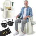 Bedside Commode, Portable Toilet for Adults, Commode Chair for Toilet with Arms, Height Adjustable, 2 Toilets and Induction Night Light, Potty Chair for Elderly and Disabled
