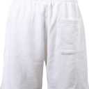 PROGO USA Mens Shorts Classic Fleece Workout Shorts - Men Shorts Casual with Elastic Waist (White, S)