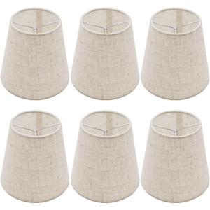 6 PCS Chandelier Shades, Mini Barrel Clamp-On Shades, Natural Linen Mini Lampshades, Suitable for Home, Caf, Restaurant and Hotel Decor
