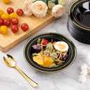 Goodluck 100 Pack Black Plastic Bowls with Gold Rim, 12oz Disposable Soup Bowls, Heavy Duty Dessert Bowls for Weddings, Parties, Dinners, Catering, and New Year
