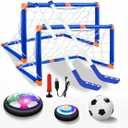 Hover Soccer Ball for Kids, 2-in-1 Air Floating Soccer Toy Set, Rechargeable Hover Soccer & Hockey Ball with LED Light, Indoor Outdoor Toys for Kids 3 4 5-12 Years Old