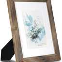 KAIWIN 100% Solid Wood Brown 8x10 Picture Frame 1 Pack - Display Picture 5x7 with Mat, HD Glass Inside, Rustic Wooden Photo Frames for Table Top and Wall Mounting