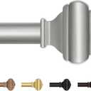 Antique Silver Curtain Rod 32 to 58 Inch(2.6 to 4.8 ft) with Brackets, USFOOK 7/8 Inch Splicing Single Curtain Rods for Windows 20 to 54 In, Adjustable Decorative Curtain Pole with Square Finials