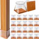 28Pcs Chair Leg Floor Protectors Square Silicone Chair Leg Protectors for Hardwood Floors Felt Furniture Pads Clear Chair Sliders for Wooden Floors(Fit:0.76" ~ 1.01")