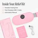 Menstrual Heating Pad for Period Cramps Portable Heating Pad for Period Cramps Relief with Heat & Massage, Wearable Cordless Warmer for Pain Relief, Rechargeable & Wireless for Women