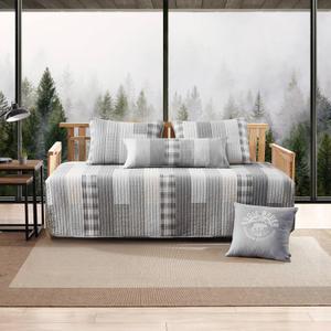 Eddie Bauer- Daybed Set, 4 Piece Cotton Bedding Set, All Season Lodge Home Dcor (Fairview Grey, Daybed)