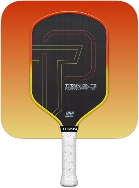 Titan Ignite Pickleball Paddle for Beginner & Intermediate Players  USA Pickleball Approved  Raw Carbon Fiber Face with Next Gen PP Core, Large Sweet Spot & Easy Power  16L and 16S Options (Sunset)