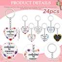 24 Sets Christian Keychain Making Craft Kit, DIY Religious Bible Verse Keychains Set 1.57" Acrylic Christian Keychains with Alphabet Cross Heart Beads for Father's Day Party Women Men(Spanish), 4 cm/1.57 inch