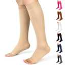 Ailaka Knee High Compression Socks for Men Women, 20-30 mmHg Firm Graduated Support Stocking Open Toe Varicose Veins Socks for Travel, Flight, Pregnancy, Recovery, M