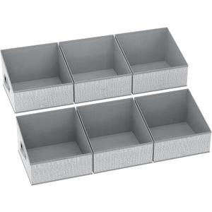 DIMJ Closet Storage Bins 6 Pack - Fabric Storage Baskets for Shelves, Collapsible Clothes Organizers with Handles, Trapezoid Shelf Organization Storage Cubes for Purse, Toys, Books, Towel, Clothes (6 Bins 11.4"x11.4"x7.8", Blended Gray)