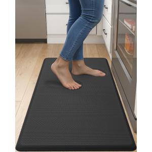 DEXI Kitchen Mat Cushioned Anti Fatigue, Extra Thick Comfort Standing Floor Mats Waterproof, Memory Foam Antifatigue Runner Rug for Desk Office, Sink, Laundry, 39x20, Black