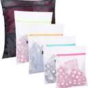BAGAIL Laundry Bags Mesh Wash Bag for Intimates Lingerie and Delicates, 5Pcs (1XL,2L,2M) (Pearl White-Fine Mesh)