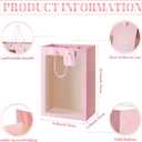 Yahenda 24 Pcs Graduation Gift Bags with Clear Window 13.8 x 9.8 x 5.9 Large Transparent Paper Flower Bouquet Bags Totes with Handle for Grad Wedding Birthday(Pink)
