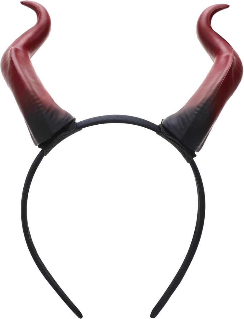 MOSTORY Devil Horns Headband for Adult - Demon Horns Headband for Halloween Cosplay Outfit Renaissance Photo Shoot Props (Red-black)