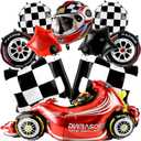 Race Car Balloons 10 pcs Tire Wheel Balloons Chequered Flag Balloons Helmet Tyre Racing Balloon Race Car Birthday Party Decorations