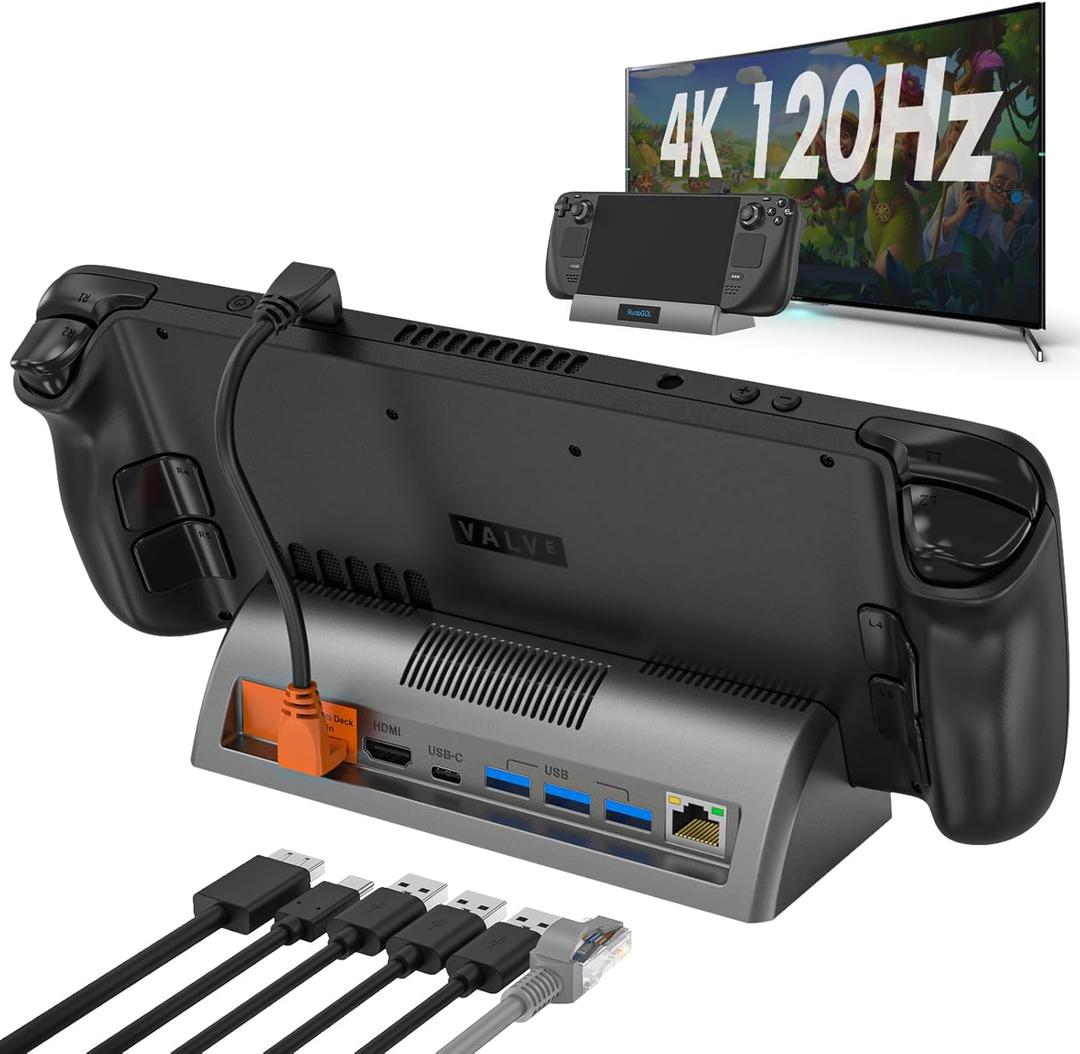 Steam Deck Docking Station - 4K@120Hz HDMI, Gigabit Ethernet, 3 USB 3.0 Ports