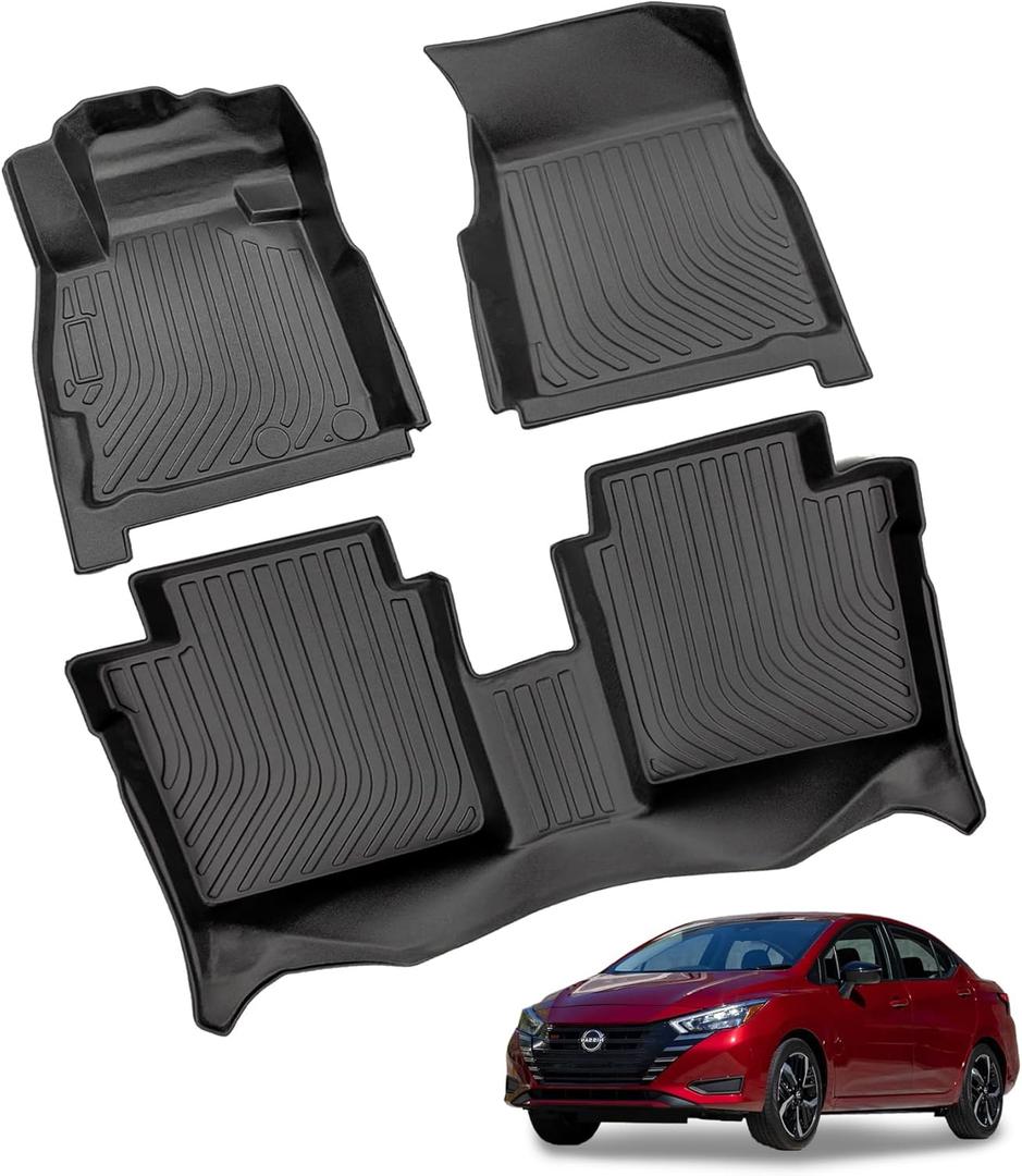 Car Floor Mats Replacement for Nissan Versa 2011-2021 (Not Fit Versa Note) Durable Odorless Front Rear Heavy Duty Custom Fit Carpeted Storage All Weather Anti-Slip Liners
