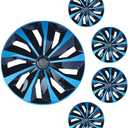 Hubcap Wheel Cover Replacement R16 Hub Caps Universal-Fit Steel Wheel Rim Cover ABS Material Exterior Accessories for Car Truck SUV -Set of 4（16-inch，Blue-Black）