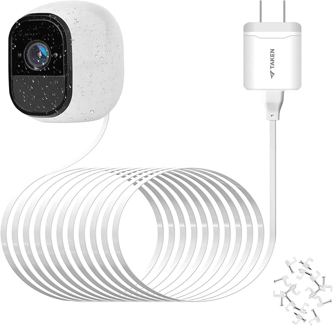 6ft Magnetic Charging Cable Compatible with Arlo Pro,Pro 2,Go,Outdoor Charging Cable Charger Weatherproof Power Adapter & Extension Cord Compatible for Arlo Cameras, White