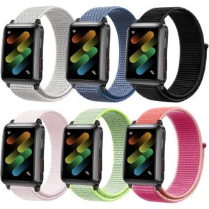 Nylon Sport Loop Band Compatible with Apple Watch Bands 49mm 46mm 38mm 40mm 41mm 42mm 44mm 45mm, Women Men Braided Elastic Replacement Band for iWatch Ultra 2 1 Series 10 9 8 7 6 5 4 3 2 1 SE (6 Pack B - Black/Cape Blue/Summit White/Pomegranate/Flash Light/Pearl Pink)