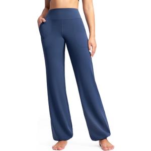 POSHDIVAH Women's Creamluxe Elastic Bottoms Straight Leg Sweatpants High Waisted Yoga Athletic Joggers with Pockets (Blue, XL)
