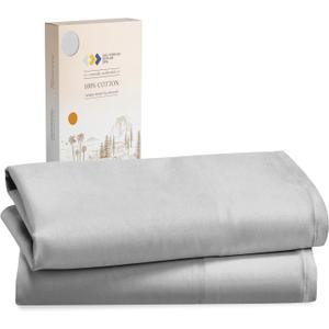 California Design Den 100% Cotton Pillow Cases Standard Size Set of 2, Soft & Cooling Sateen Weave Pillow Cases Queen (Light Grey)