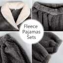 Arssm Mens Fluffy Pajamas Set 2 Piece Fleece Pjs Loose Plush Winter Warm Cozy Loungewear Sleepwear (Gray, M)