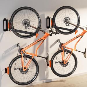 2-Pack Swivel Bike Rack Wall Mount, Bike Hangers for Garage, Space-Saving Vertical Bike Holder, Holds up to 77 lbs, Bicycle Wall Hanger Storage, No Heavy Lifting Required Indoor Hanging Bike Rack
