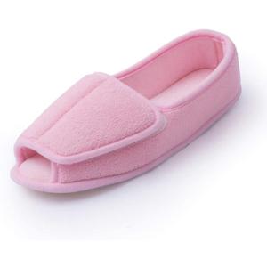 Git-up Women Diabetic Slippers/W Arthritis Edema Adjustable Closure Memory Foam House Shoes Open Toe Extra Wide (9, Pink)