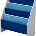 Delta Children Sling Book Rack Bookshelf for Kids - Easy-to-Reach Storage for Books, Magazines or Coloring Books - Ideal for Playrooms & Homeschooling, Grey/Blue