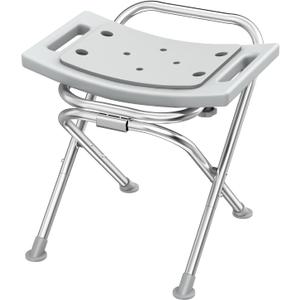 Folding Shower Chair Seat, 17.5" Stainless Steel Small Shower Chair for Inside Shower with Pad, 400lbs Portable Travel Shower Stool, Safety Anti-Slip Bath Chair for Seniors, Disabled, Gray and 
Grab Bars for Bathtubs and Showers