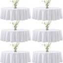 joybest 6 Pack Round Tablecloths - 60 Inches in Diameter White Table Cloth Fit 20 to 42 Inches Tables, Washable Polyester Fabric Table Cover for Dining, Buffet Party, Wedding