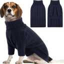 Queenmore Dog Sweater, Large Dogs Sweater Xmas,Turtleneck Pullover Dogs Sweaters for Dog Girls Boys,Sweaters Doggy Large,Thanksgiving Knitted DogSweater for French Bulldog(Dark Navy,L)