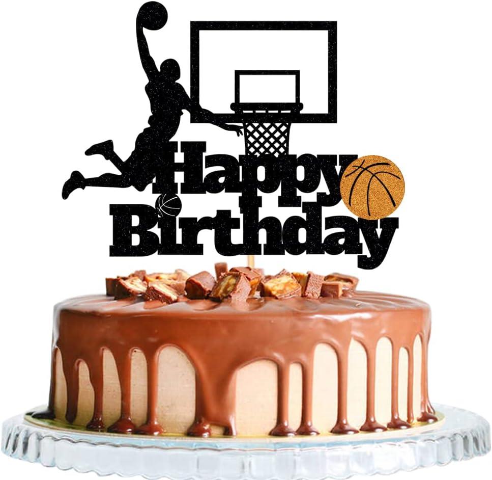 Basketball Happy Birthday Cake Topper-Basketball Themed Birthday Party Cake Decoration (Birthday)