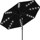 AreShark 9FT Patio Umbrella with Solar Lights, 32 Lighted Pool Umbrella w/Tilt and Crank, Outdoor Market Solar Umbrellas for Garden, Deck, Backyard, Pool and Beach, Black
