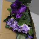 HyeFlora Artificial Flowers for Outdoors 2PCS Faux Petunias Silk Fake Flowers for Outside Planter UV Resistant Realistic Home Garden Porch Decor (Purple)