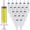20 Pcs 60ml Syringe with Cap, Plastic Large Syringes for Liquid Individually Wrapped Measurement Syringes without Needles for Pet Feeding Scientific Labs Glue Applicator