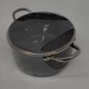 BEZIA 6 Quart Cooking Pot, Non Stick Induction Stock Pots with Lid, All Stove Compatible, 6 QT Aluminum Soup/Stew Pot For Small Households, Grey