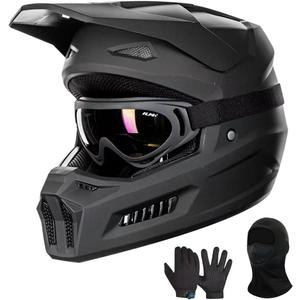 ILM Youth Dirt Bike Helmets Kids ATV Helmet Motorcross BMX Off Road Motorbike with Goggles Gloves Mask DOT Model MT601Y (Matte Black, Youth-X Large)