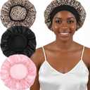 3Pcs Hair Bonnet, Satin Bonnet for Sleeping Pack with Elastic Band for Curly Hair, Night Protection